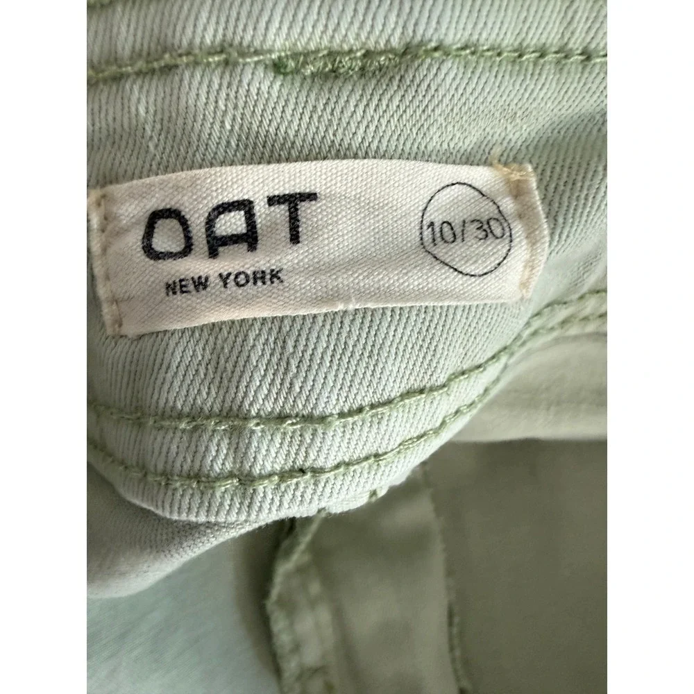 OAT New York Sage Green Raw Hem Widie Leg Jeans Size 10